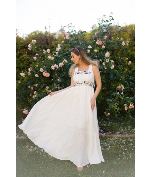 Wildflower Linen Lace-Up Dress