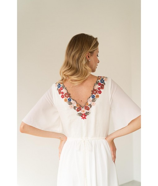 Colorful wildflower embroidered dress with sleeves