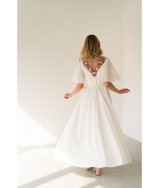 Colorful wildflower embroidered dress with sleeves