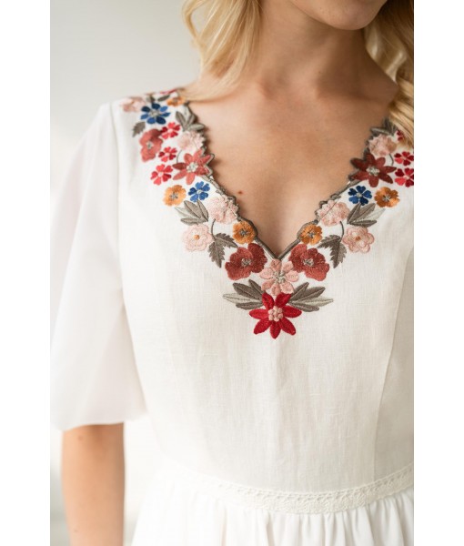 Colorful wildflower embroidered dress with sleeves