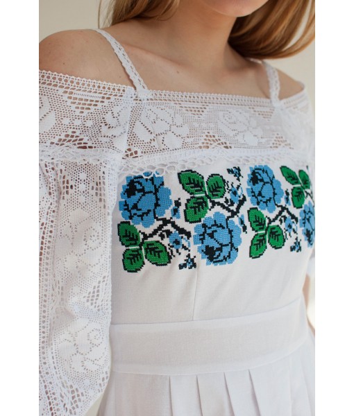 Teal floral off-the-shoulder dress