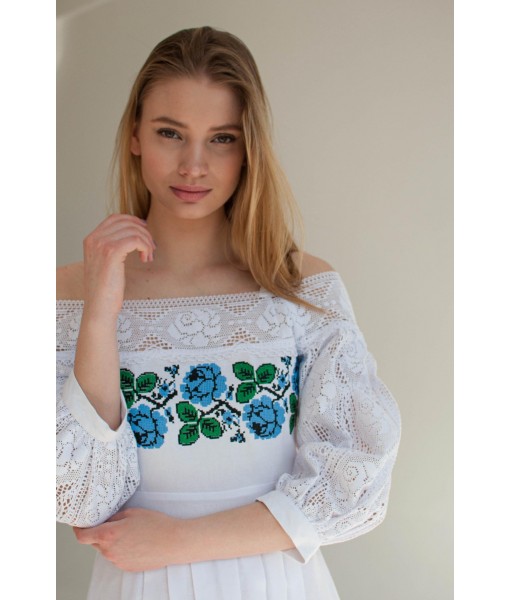 Teal floral off-the-shoulder dress