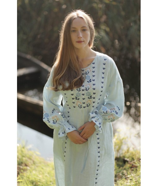 Blue Wildflowers Linen Dress