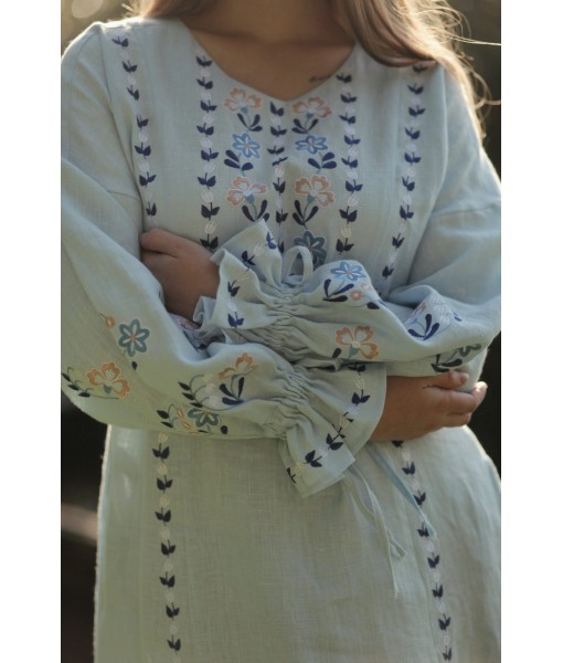 Blue Wildflowers Linen Dress