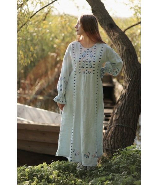 Blue Wildflowers Linen Dress