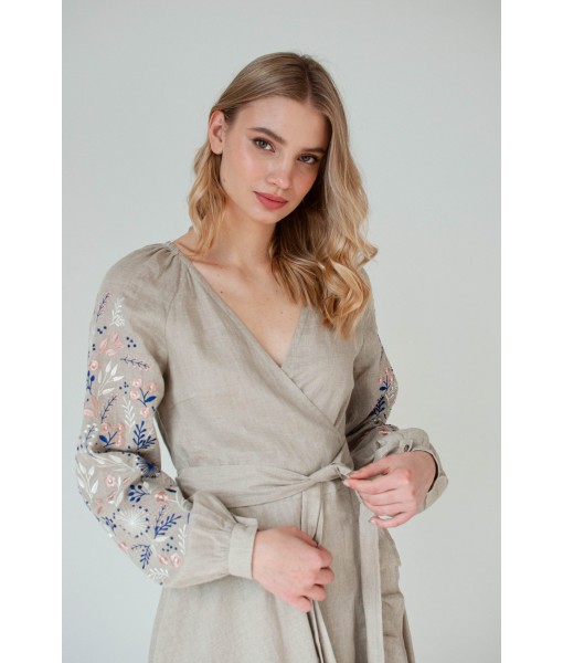Natural Linen Wrap Dress