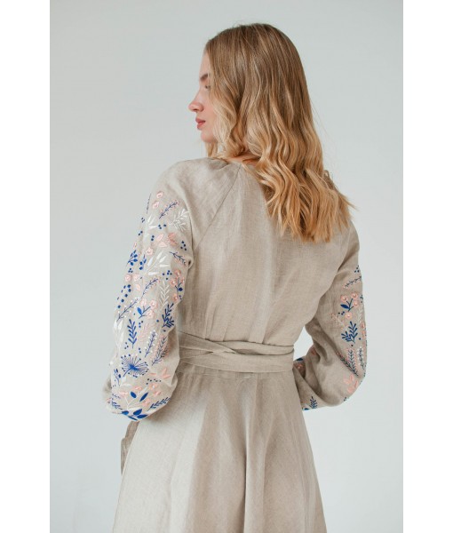 Natural Linen Wrap Dress
