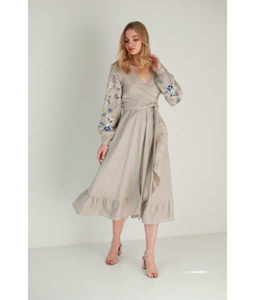 Natural Linen Wrap Dress