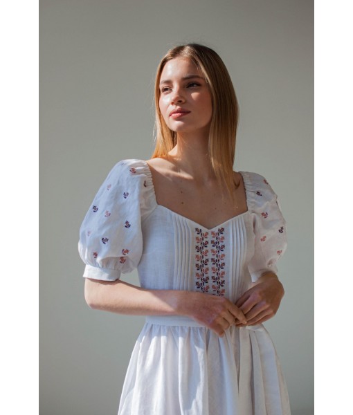 Puff Sleeve Linen A-Line Dress
