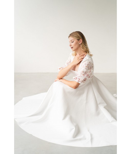 Puff Sleeve Square Neck A-Line Satin Dress