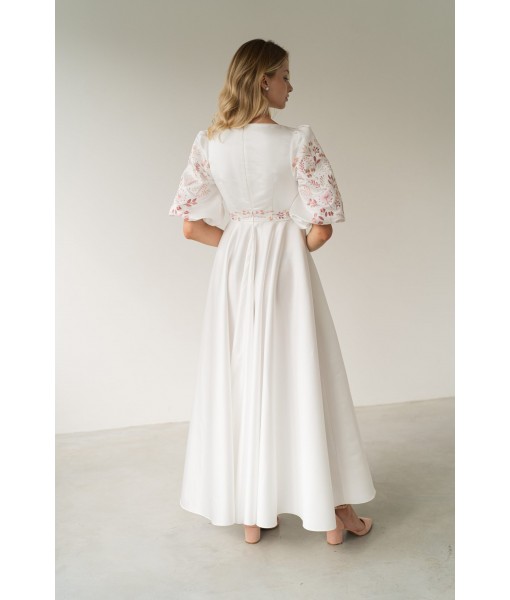 Puff Sleeve Square Neck A-Line Satin Dress