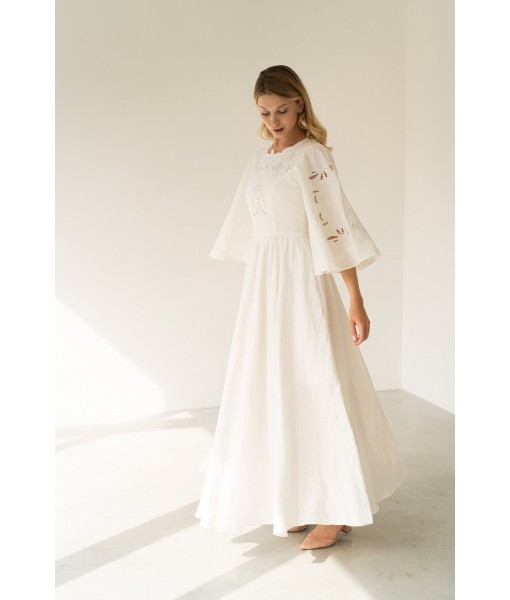 Off-white lace trumpet sleeve dress