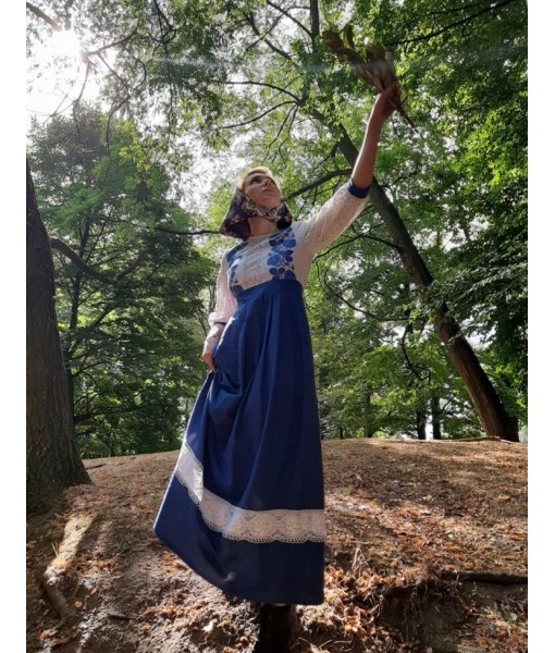 Blue and white dress