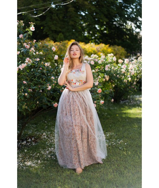 Wildflowers embroidered tulle dress