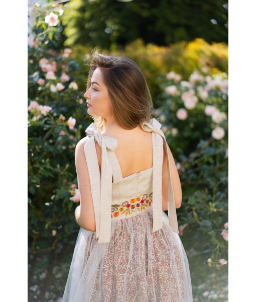 Wildflowers embroidered tulle dress