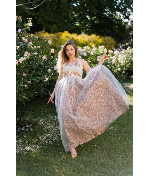 Wildflowers embroidered tulle dress