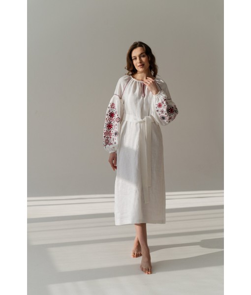 White Floral Embroidered Long Sleeve Dress