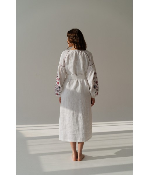 White Floral Embroidered Long Sleeve Dress